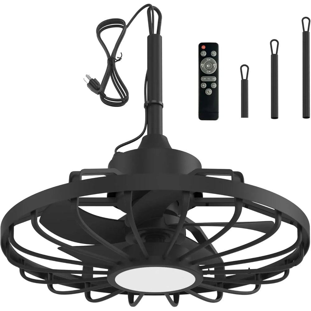Outdoor ceiling fan featuring a 20-inch waterproof design, equipped with a dimmable LED light and remote control, perfect for enhancing patios and gazeb 0